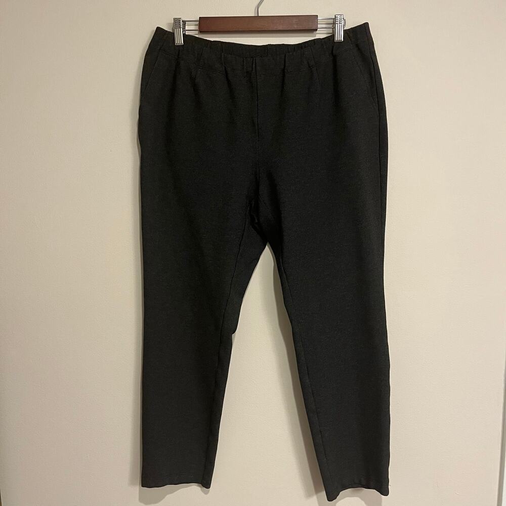 Eileen Fisher Pants Knit Slacks Pull On Elastic Waist Stretch Dark Gray Plus‎ 1X
